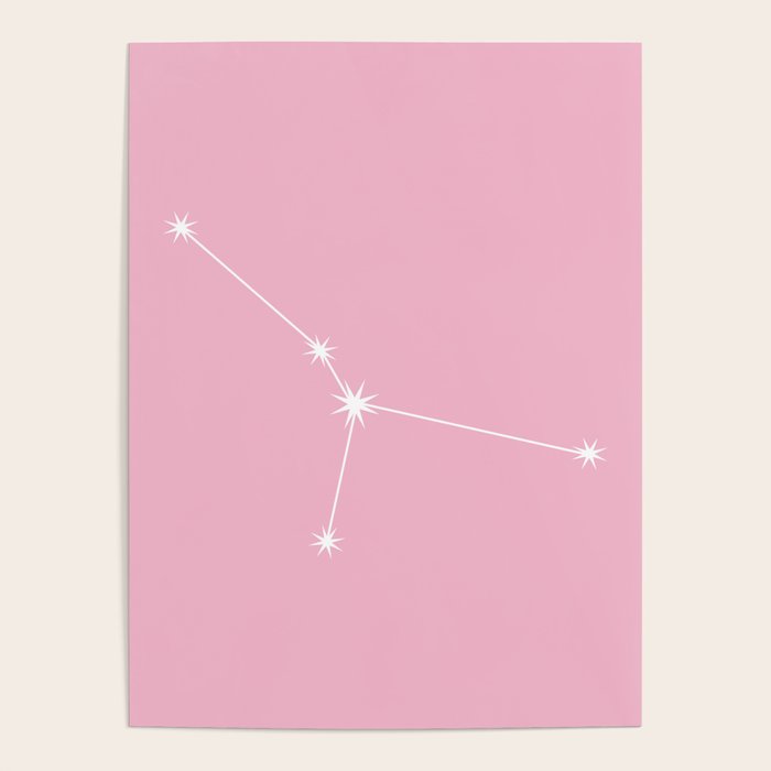 Cancer Zodiac Star Constellation Line Art Soft Pink Poster Gallery Image 4