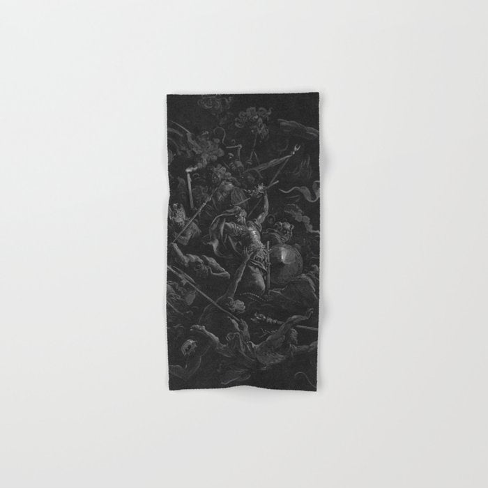 Gustave Dore - Chaos watches as the Rebel Angels are thrown into Hell (Milton's Paradise Lost) Bath Towel Gallery Image 1