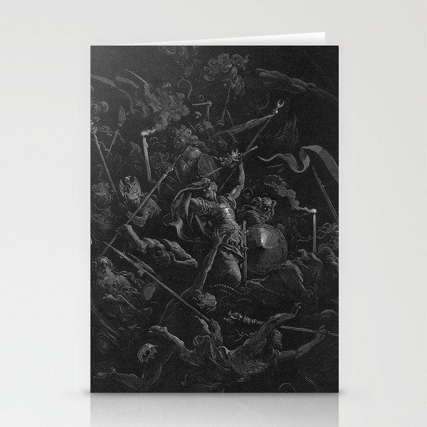 Gustave Dore - Chaos watches as the Rebel Angels are thrown into Hell (Milton's Paradise Lost) Stationery Card Gallery Image 2