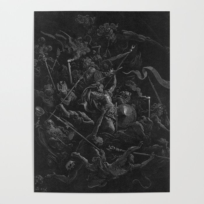 Gustave Dore - Chaos watches as the Rebel Angels are thrown into Hell (Milton's Paradise Lost) Poster Gallery Image 4