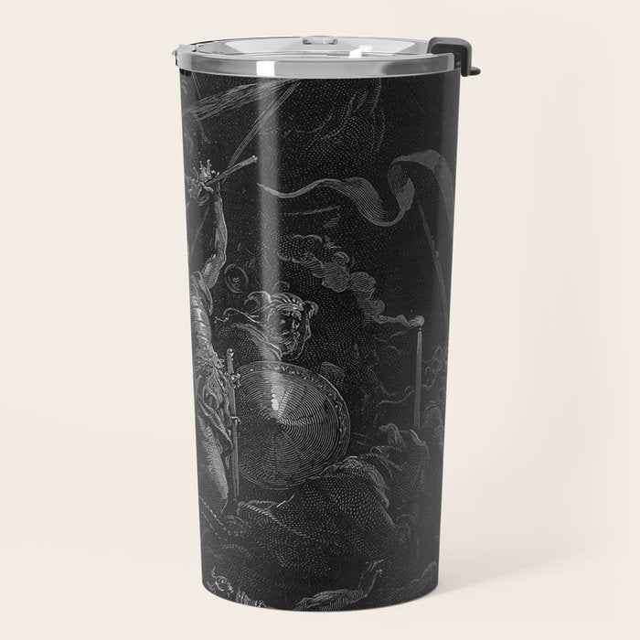 Gustave Dore - Chaos watches as the Rebel Angels are thrown into Hell (Milton's Paradise Lost) Travel Mug Gallery Image 2