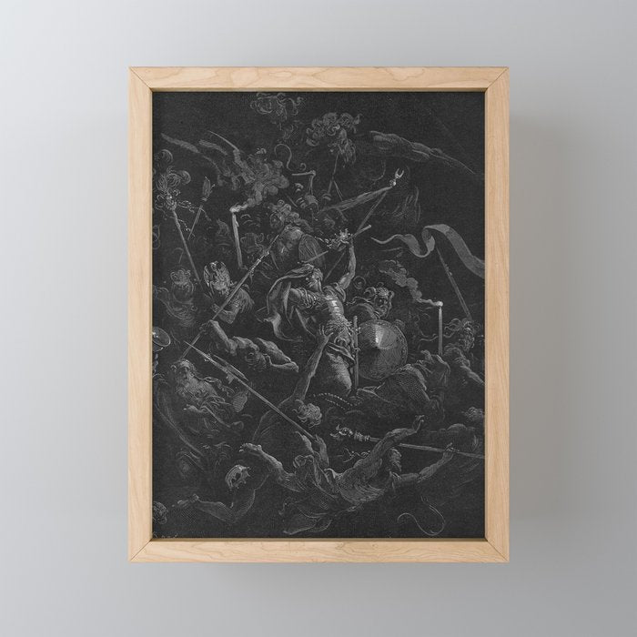 Gustave Dore - Chaos watches as the Rebel Angels are thrown into Hell (Milton's Paradise Lost) Mini Art Print Gallery Image 1