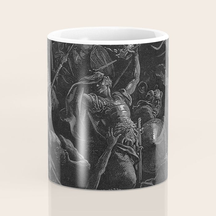 Gustave Dore - Chaos watches as the Rebel Angels are thrown into Hell (Milton's Paradise Lost) Coffee Mug Gallery Image 4