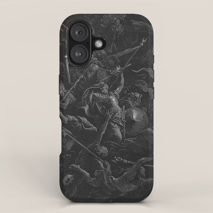Gustave Dore - Chaos watches as the Rebel Angels are thrown into Hell (Milton's Paradise Lost) iPhone Case Gallery Image 1