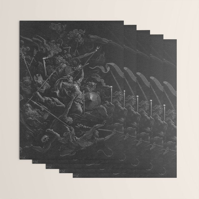 Gustave Dore - Chaos watches as the Rebel Angels are thrown into Hell (Milton's Paradise Lost) Wrapping Paper Gallery Image 3