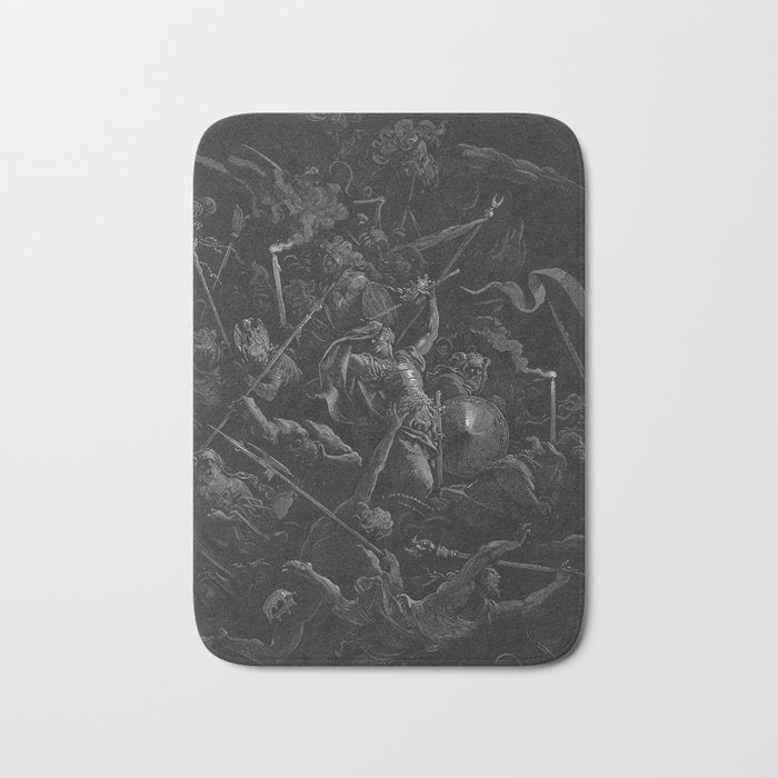 Gustave Dore - Chaos watches as the Rebel Angels are thrown into Hell (Milton's Paradise Lost) Bath Mat Gallery Image 1