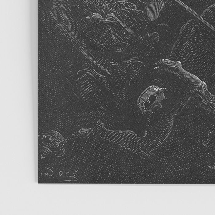 Gustave Dore - Chaos watches as the Rebel Angels are thrown into Hell (Milton's Paradise Lost) Poster Gallery Image 3