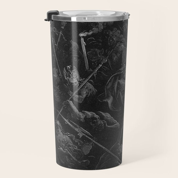 Gustave Dore - Chaos watches as the Rebel Angels are thrown into Hell (Milton's Paradise Lost) Travel Mug Gallery Image 3