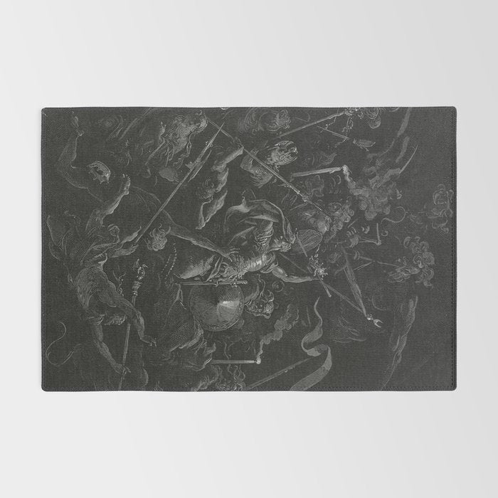 Gustave Dore - Chaos watches as the Rebel Angels are thrown into Hell (Milton's Paradise Lost) Rug Gallery Image 2