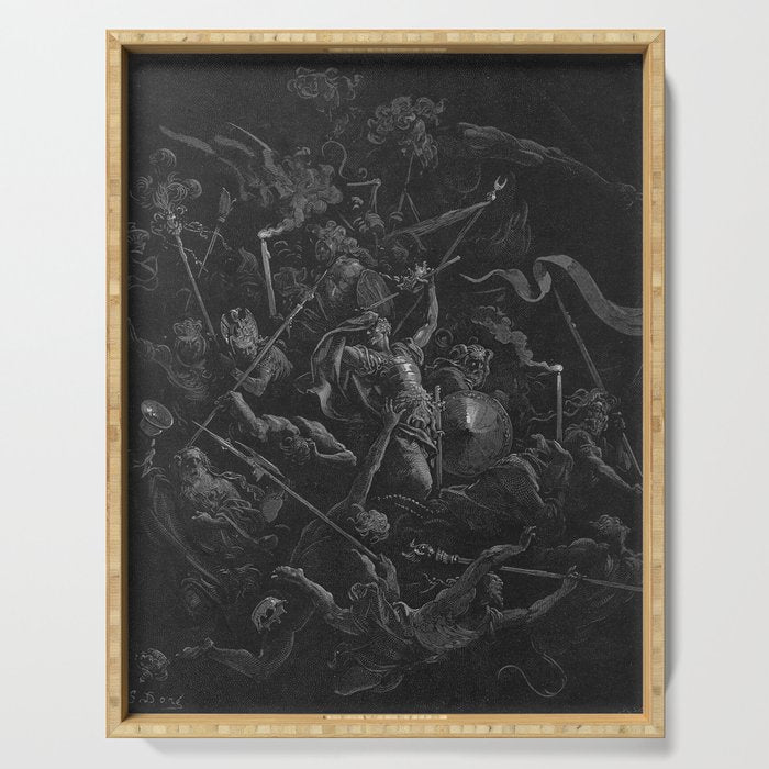 Gustave Dore - Chaos watches as the Rebel Angels are thrown into Hell (Milton's Paradise Lost) Serving Tray Gallery Image 1