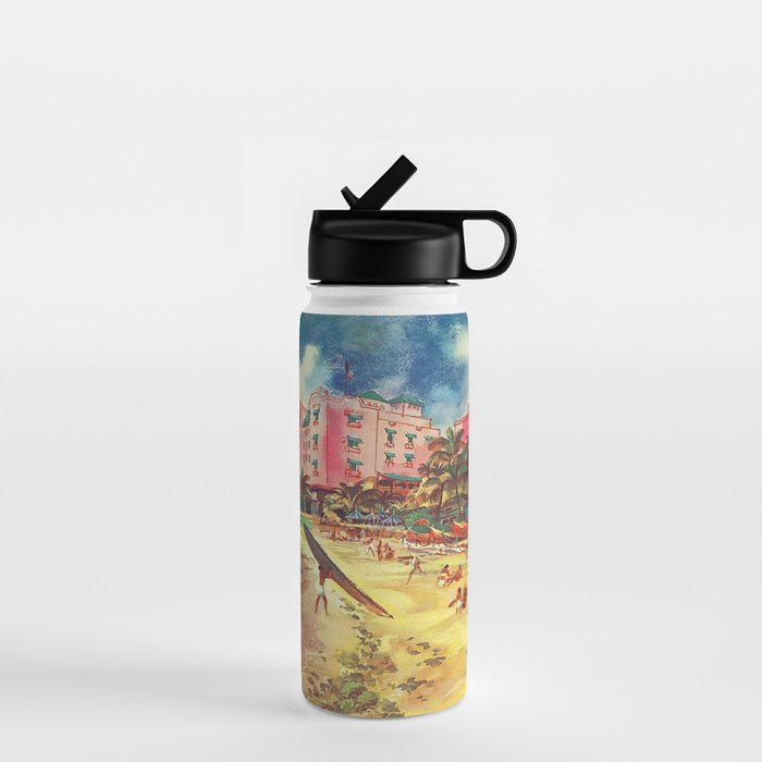 Hawaii's Famous Waikiki Beach landscape painting Water Bottle Gallery Image 1