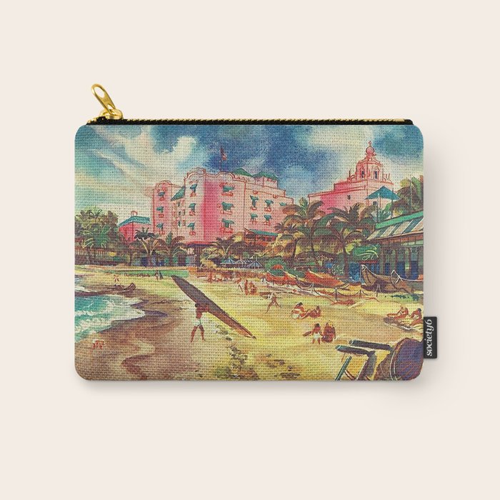 Hawaii's Famous Waikiki Beach landscape painting Carry All Pouch Gallery Image 1