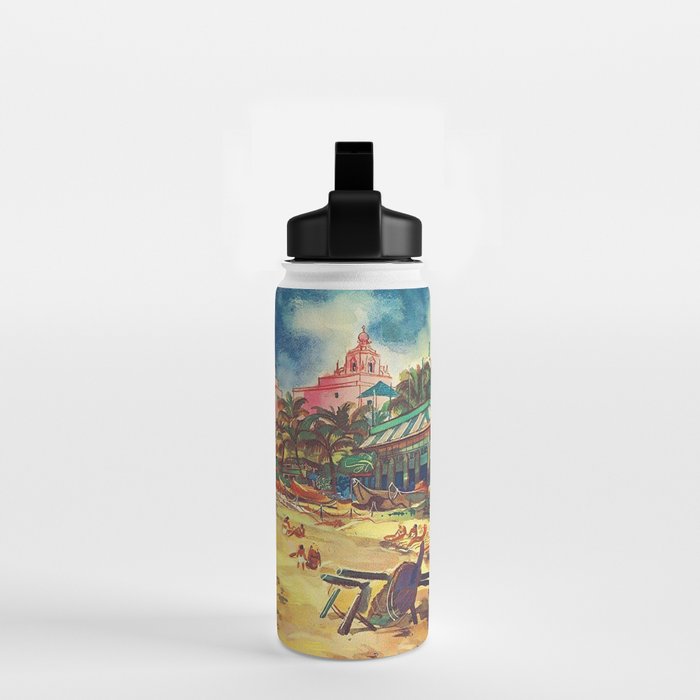 Hawaii's Famous Waikiki Beach landscape painting Water Bottle Gallery Image 2