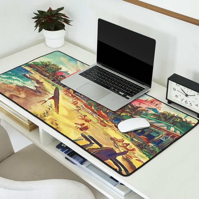 Hawaii's Famous Waikiki Beach landscape painting Desk Mat Gallery Image 2