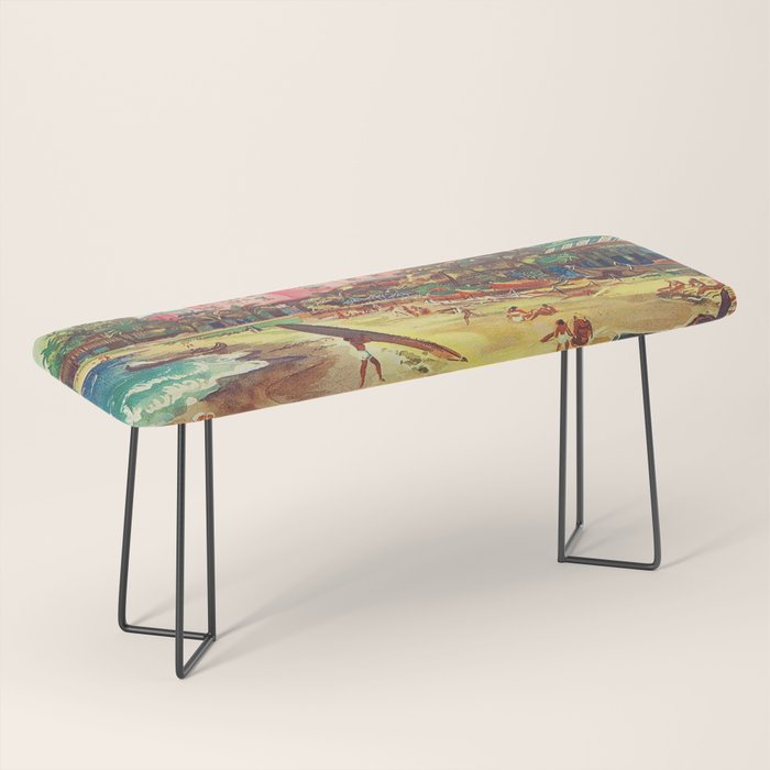 Hawaii's Famous Waikiki Beach landscape painting Bench Gallery Image 1