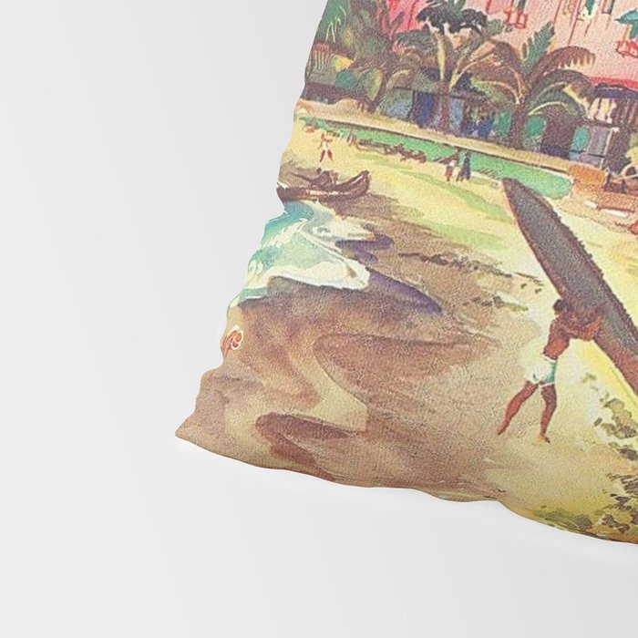 Hawaii's Famous Waikiki Beach landscape painting Pillow Sham Gallery Image 4