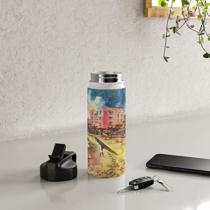 Hawaii's Famous Waikiki Beach landscape painting Water Bottle Gallery Image 4