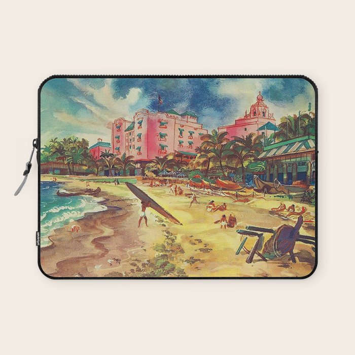 Hawaii's Famous Waikiki Beach landscape painting Laptop Sleeve