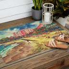 Hawaii's Famous Waikiki Beach landscape painting Outdoor Rug Gallery Image 2