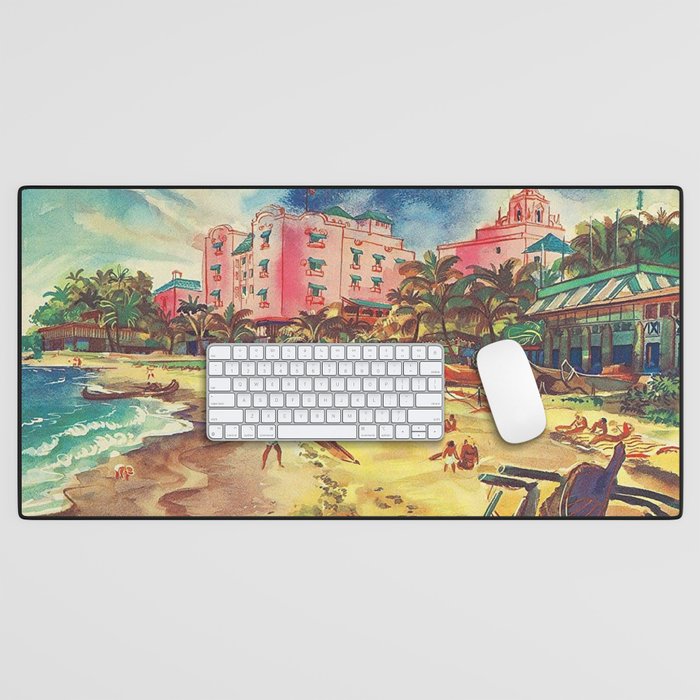 Hawaii's Famous Waikiki Beach landscape painting Desk Mat Gallery Image 1