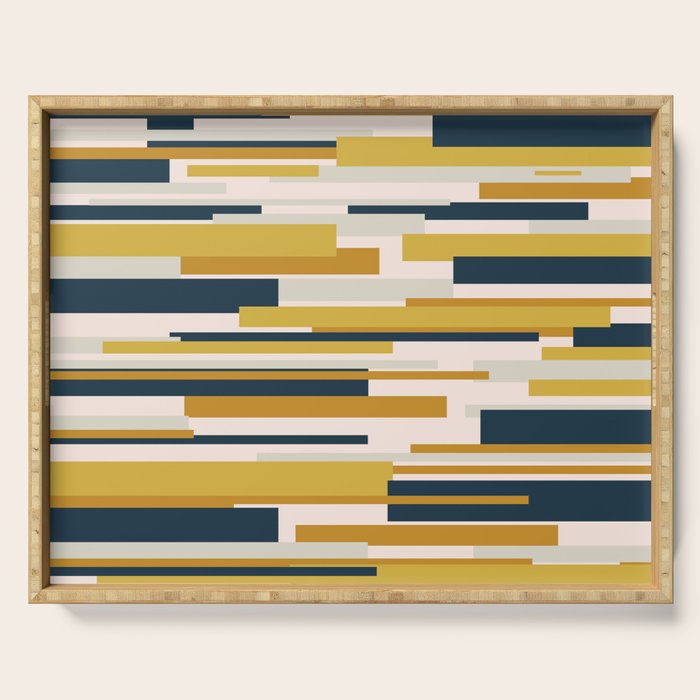 Wright Mid-Century Modern Abstract in Mustard Yellow, Navy Blue, Pale Blush Serving Tray Gallery Image 1