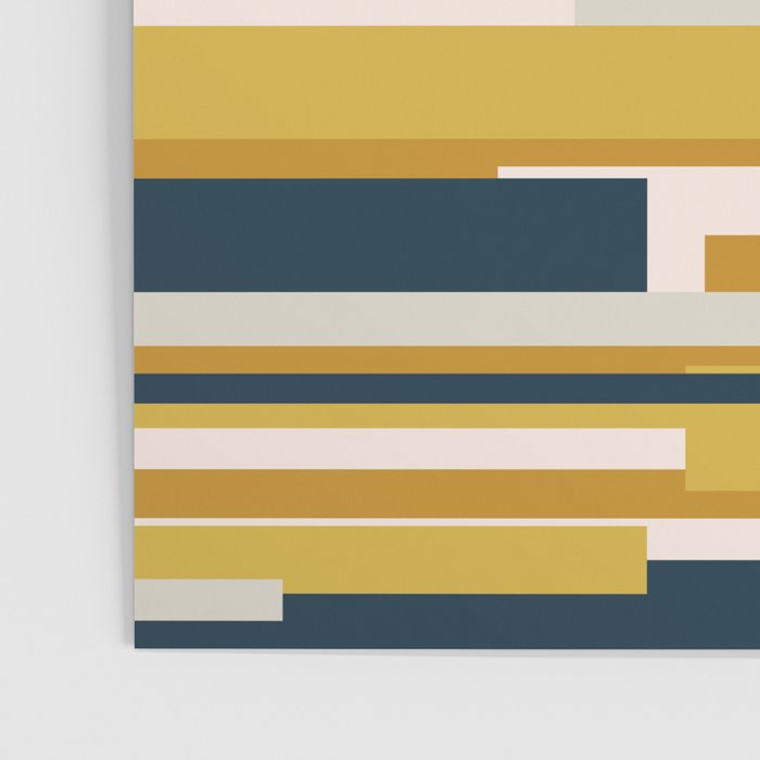 Wright Mid-Century Modern Abstract in Mustard Yellow, Navy Blue, Pale Blush Poster Gallery Image 3