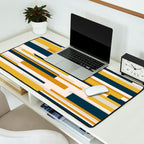 Wright Mid-Century Modern Abstract in Mustard Yellow, Navy Blue, Pale Blush Desk Mat Gallery Image 2