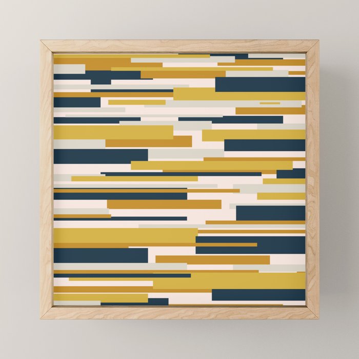 Wright Mid-Century Modern Abstract In Mustard Yellow, Navy Blue, Pale Blush Mini Art Print