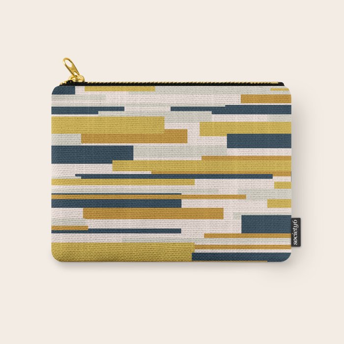 Wright Mid-Century Modern Abstract in Mustard Yellow, Navy Blue, Pale Blush Carry All Pouch Gallery Image 1