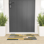 Wright Mid-Century Modern Abstract in Mustard Yellow, Navy Blue, Pale Blush Welcome Mat Gallery Image 3