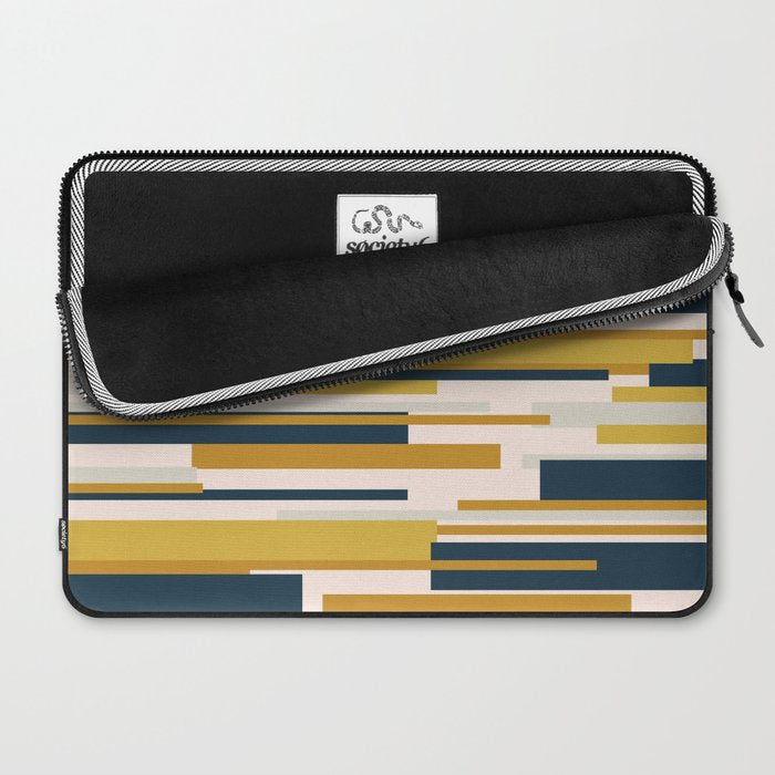 Wright Mid-Century Modern Abstract in Mustard Yellow, Navy Blue, Pale Blush Laptop Sleeve Gallery Image 2