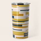 Wright Mid-Century Modern Abstract in Mustard Yellow, Navy Blue, Pale Blush Travel Mug Gallery Image 1