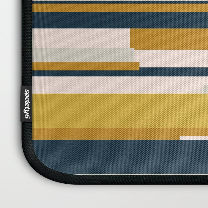 Wright Mid-Century Modern Abstract in Mustard Yellow, Navy Blue, Pale Blush Laptop Sleeve Gallery Image 3