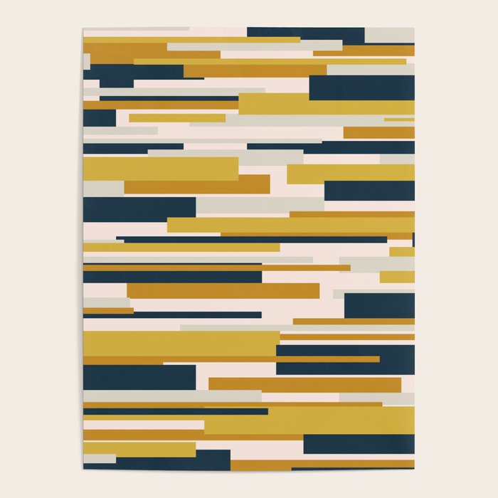 Wright Mid-Century Modern Abstract in Mustard Yellow, Navy Blue, Pale Blush Poster Gallery Image 4