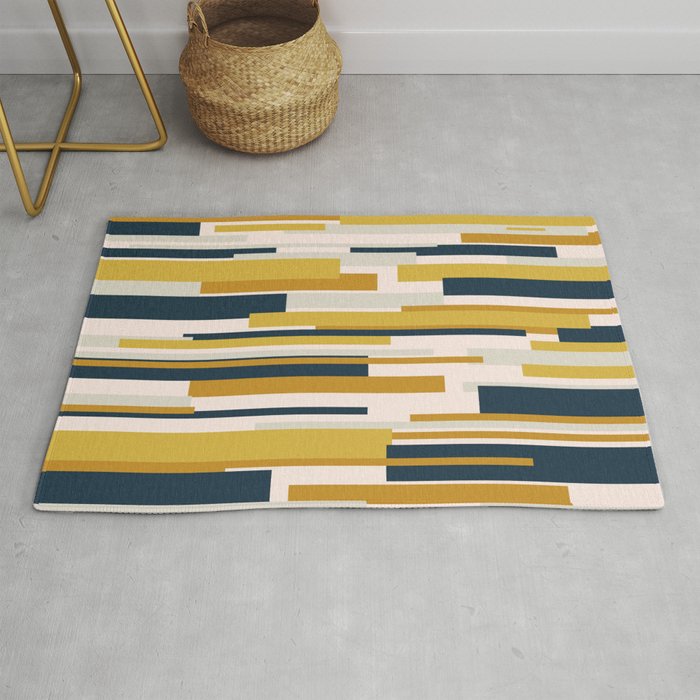 Wright Mid-Century Modern Abstract in Mustard Yellow, Navy Blue, Pale Blush Rug Gallery Image 1