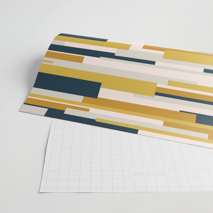 Wright Mid-Century Modern Abstract in Mustard Yellow, Navy Blue, Pale Blush Wrapping Paper Gallery Image 2