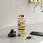 Wright Mid-Century Modern Abstract in Mustard Yellow, Navy Blue, Pale Blush Water Bottle Gallery Image 4