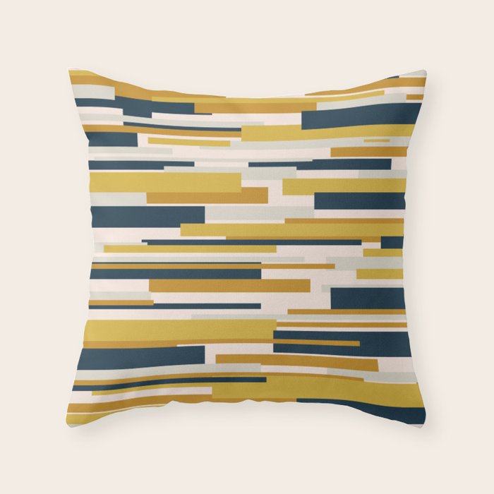 Wright Mid-Century Modern Abstract in Mustard Yellow, Navy Blue, Pale Blush Throw Pillow Gallery Image 6