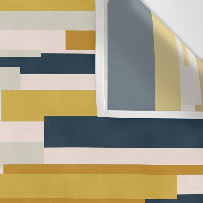 Wright Mid-Century Modern Abstract in Mustard Yellow, Navy Blue, Pale Blush Wall Tapestry Gallery Image 3
