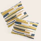 Wright Mid-Century Modern Abstract in Mustard Yellow, Navy Blue, Pale Blush Pillow Sham Gallery Image 3