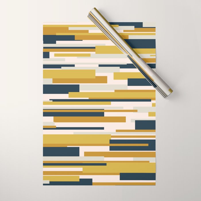Wright Mid-Century Modern Abstract in Mustard Yellow, Navy Blue, Pale Blush Wrapping Paper Gallery Image 1