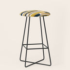 Wright Mid-Century Modern Abstract in Mustard Yellow, Navy Blue, Pale Blush Stool Gallery Image 1
