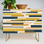 Wright Mid-Century Modern Abstract in Mustard Yellow, Navy Blue, Pale Blush Credenza Gallery Image 1