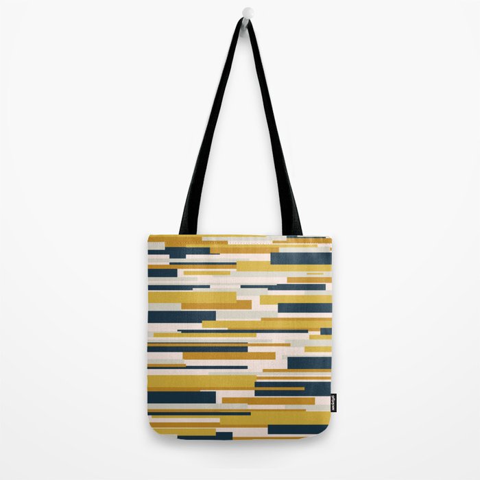 Wright Mid-Century Modern Abstract in Mustard Yellow, Navy Blue, Pale Blush Tote Bag Gallery Image 2