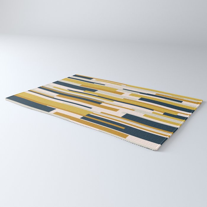 Wright Mid-Century Modern Abstract in Mustard Yellow, Navy Blue, Pale Blush Rug Gallery Image 3
