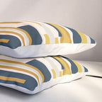 Wright Mid-Century Modern Abstract in Mustard Yellow, Navy Blue, Pale Blush Pillow Sham Gallery Image 3