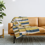 Wright Mid-Century Modern Abstract in Mustard Yellow, Navy Blue, Pale Blush Throw Blanket Gallery Image 1