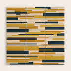 Wright Mid-Century Modern Abstract in Mustard Yellow, Navy Blue, Pale Blush Wood Wall Art Gallery Image 1