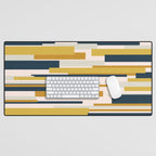 Wright Mid-Century Modern Abstract in Mustard Yellow, Navy Blue, Pale Blush Desk Mat Gallery Image 1