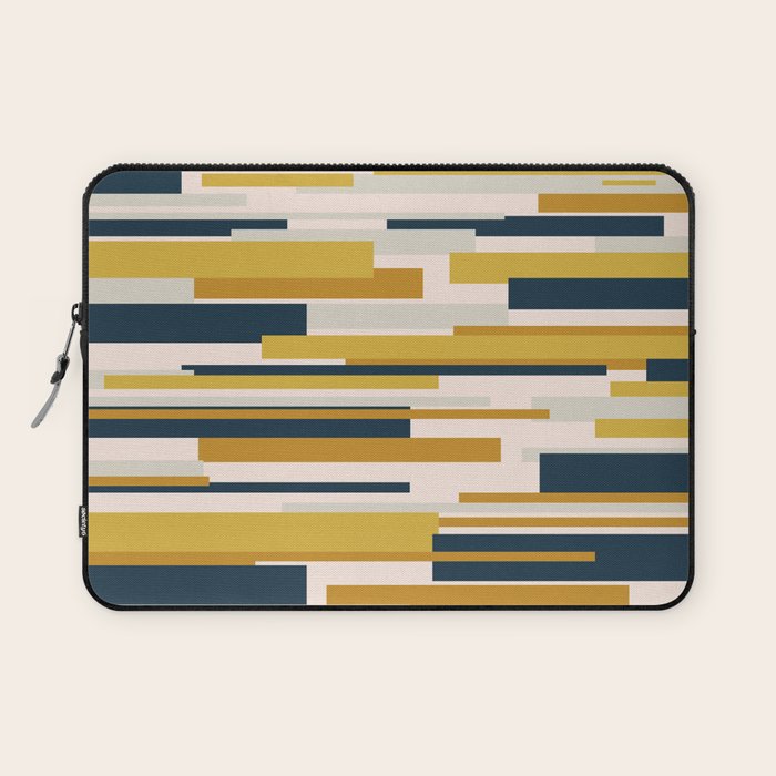 Wright Mid-Century Modern Abstract in Mustard Yellow, Navy Blue, Pale Blush Laptop Sleeve Gallery Image 1